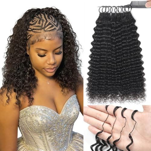 Renyarch Crochet Human Hair Bundles for Black Women 14 Pulgadas Deep Wave Feather Crochet Hair 200g 160 Hebras Natural Black Wet and Wavy Invisible Knotless Curly Human Extensions