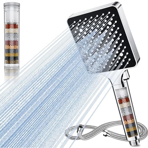 Magichome Cabezal de ducha de filtro de alta presión de 25 etapas con manguera de 1,5 m y 6 modos, elimina el cloro residual del agua dura, ideal para el cuidado de la piel seca y el cabello