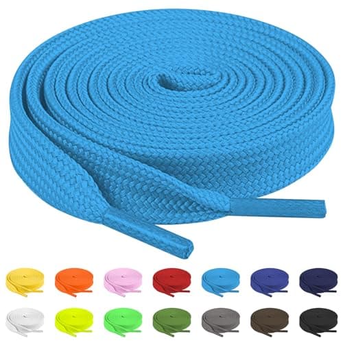 TBOC 2X Cordones Planos [Azul Claro] [90 cm] para Calzado Zapatos Zapatillas Botas | Cordón Patines Fútbol Deporte Compatibles con Converse Nike Adidas Panama Jack Asics Vans