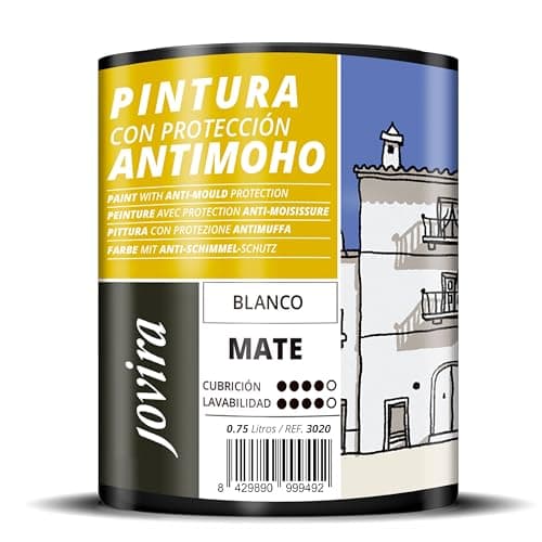 JOVIRA PINTURAS Pintura Antimoho | 750ml | Evita el moho, resistente a la aparición de moho en paredes, aspecto mate. (750 Mililitros, Blanco) G-30