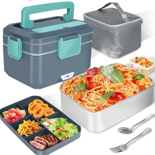 XREXS Fiambrera Eléctrica de 3,5 L y 90 W, con Capacidad Extragrande, para Casa o Coche, con Tenedor y Cuchara, Portátil, Ideal para Camiones, Familia y Camping