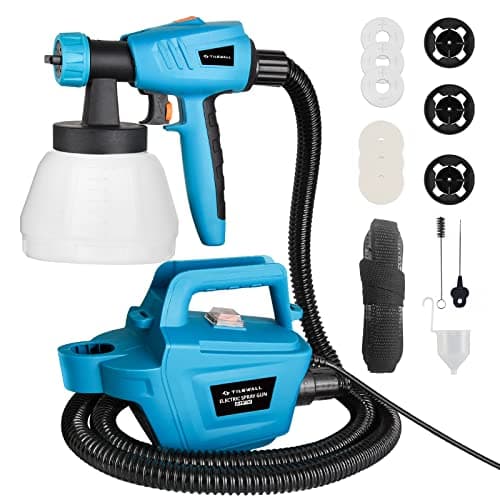 Tilswall Pistola de Pintura 800W, con Tanque Desmontable De 1300 Ml, Máx 1200ml/min 3 Patrones De Pulverización, 3 Tamaños De Boquillas HVLP Pistola, para Valla, Gabinete, Pintura para El Hogar