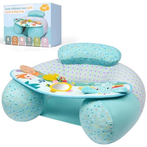 Alaoo Portátil e Inflable Asiento, con Bandeja de Juego Extraíble, Uso Interior y Exterior, Azul