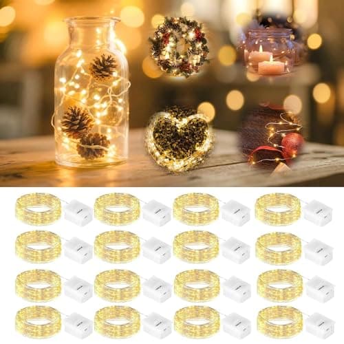 Sprifityy Cadena de Luces con Pilas, 2m 20 LED 3 Modos Luces LED Pilas, Alambre de Cobre Flexible DIY, para Fiesta, Boda, Navidad, Habitación, Decoración de Iluminación (18)