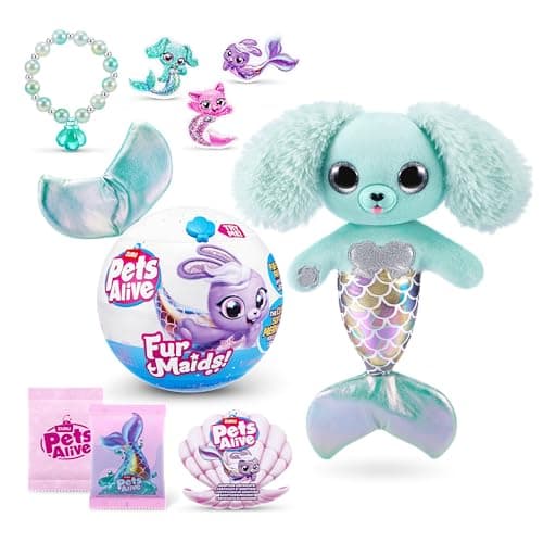 Pets Alive Furmaids de ZURU Peluche Sirena Interactivo con Luces y Sonidos para niña(Green Puppy)