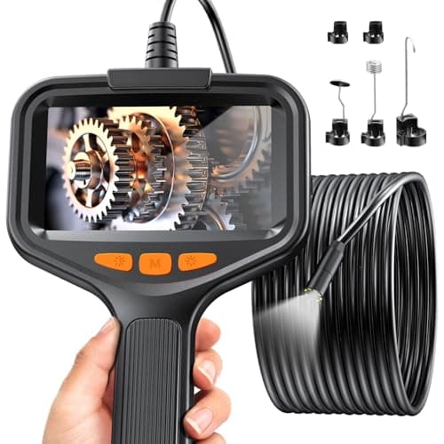 Lovcoyo Endoscopio Cámara de Inspección, 4.3" Pantalla IPS 1080P HD Cámara de Inspección Boroscopio con 8 Luces LED, Camara Inspeccion Tuberias Impermeable IP67 16.5FT/5M, 2600 mAh