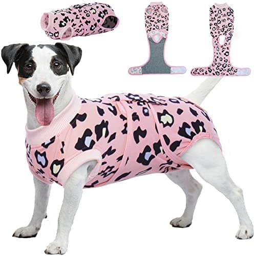 Kuoser Traje de recuperación para perros, traje corporal postoperatorio, traje corporal de la onesia quirúrgica después de la cirugía para perros femeninos y masculinos