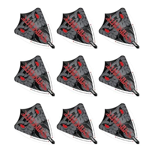 RED DRAGON Peter Wright Snakebite Hardcore Ionic Serpiente Gris Freestyle vuelos de Dardos - 3 Juegos por Paquete (9 vuelos de Dardos en Total)