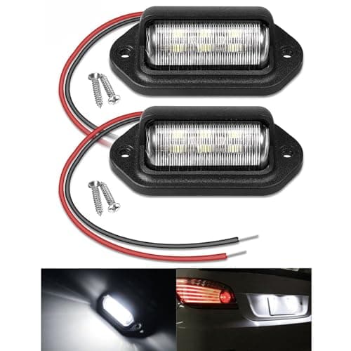 SHUBEIEUMI 2 Pcs Luz LED de Matrícula 12V-24V DC Impermeable, Luces de Matrícula Luces Matricula Remolque 6LEDS, para Coche, Remolques, RV, Camión, Caravana-Negro