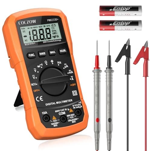COCZOW Multímetro Digital Polímetro Profesional, Voltímetro, Tester Electricista, Multímetro para Corriente CA/CC, Voltaje CA/CC, Resistencia, Capacitancia, NCV, Continuidad y Diodos de Prueba