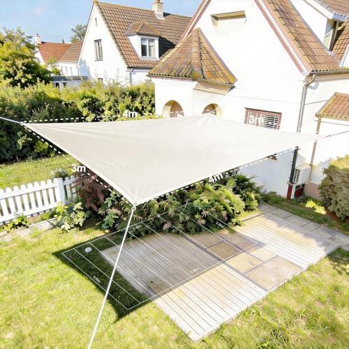 HAIKUS Toldo Vela Rectangular 3x4 m, Vela de Sombra 4x3 m HDPE, Transpirable, Resistente al 98% Rayos UV para Exterior, Patio, Jardín, Terrazas (Blanco)
