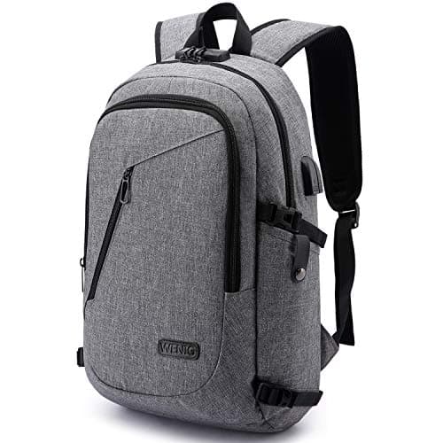 Mochila antirrobo, mochila para laptop de negocios con puerto de carga USB y puerto de auriculares con bloqueo, bolsa delgada resistente al agua, mochila para computadora portátil de 15.6 pulgadas