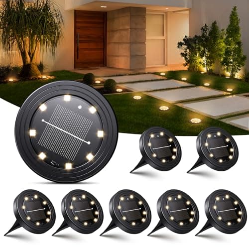 NIBSHOOM 8 Paquetes Luces Solares Led Exterior Jardin, Luz Solar Exterior IP68 Impermeabili, 8 LED Lampade Solari a Lunga Durata, per Giardino, Terrazze Jardín, Camino (Blanco Cálido)