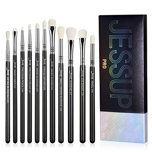 Jessup Brochas de Maquillages Ojos,11 piezas Set Pinceles Maquillaje Ojos Profesional para Sombra,Mezclar,Negro T340