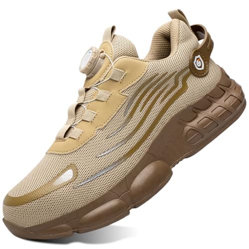 GemChve Zapatos de Seguridad para Hombre Mujer Puntera de Acero Zapatillas Transpirable Ligero Comodo Trabajo Liberación Rápida Calzado de Seguridad Brown 37 EU