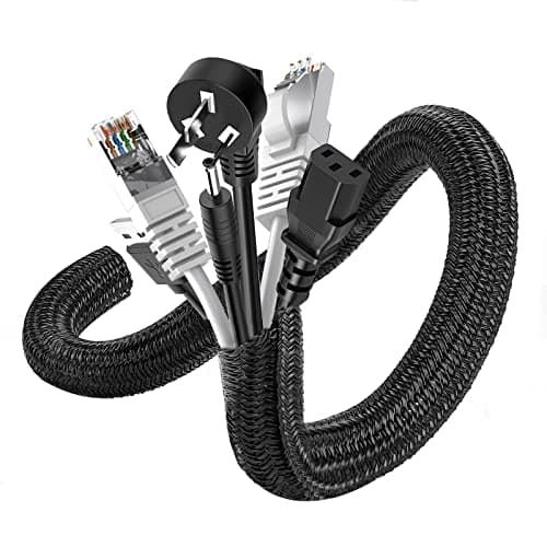 Romon 6m Cubre Cables, 13-22 mm Expandible Trenzada Funda Cables, Auto-Cierre Ocultar Organizador Cable, Esconde Cables para TV PC Office Cine, Proteja al Perro Gato de los Cables de Masticación