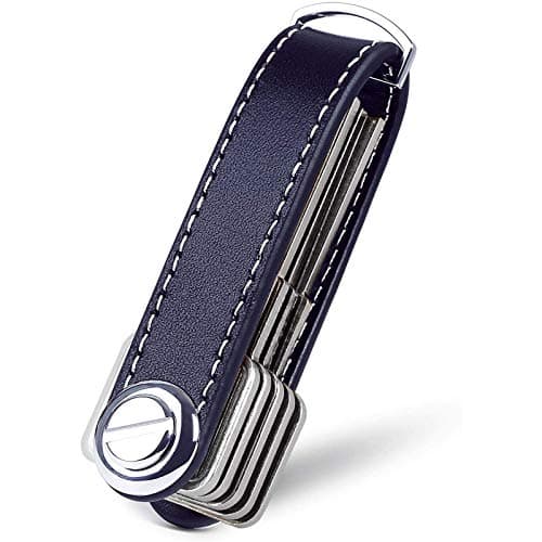 flintronic Organizador de llaves | Llavero de Cuero Genuino | Titular de la llave de Bolsillo Inteligente Con un Elegante Estuche Para Regalo (Sostiene Entre 7 y 9 Teclas Múltiples) - Azul