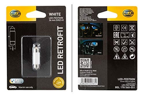 HELLA 8GL 178 560-551 Lámpara - LED - LED Retrofit - 12V - 1W - 4000K - Tipo de portalámpara: SV8.5-8 - Blister - Cant.: 1