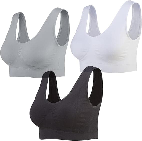 Lemef Sujetador Deportiva sin Costuras Sostén sin Aros con Almohadillas Extraíbles para Mujeres (3 Paquetes)