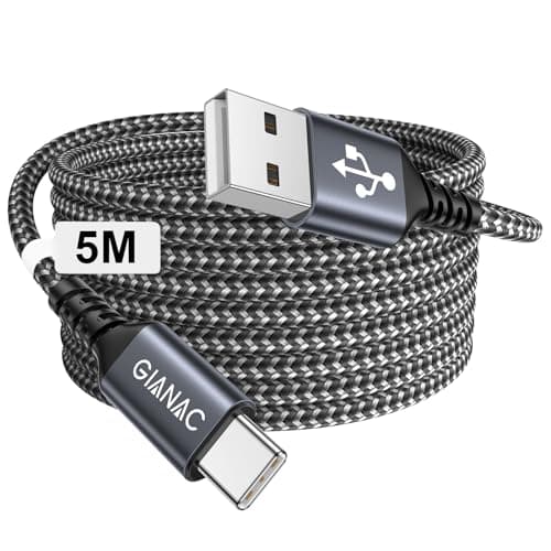 GIANAC Cable USB C Carga Rapida [5M] Largo Cable Carga Rapida Tipo C 3.1A Cargador Tipo C y Sincronización para Galaxy S20/S10/S9, Huawei P40/P30/P20, Redmi Note 9 Pro/9/8 etc