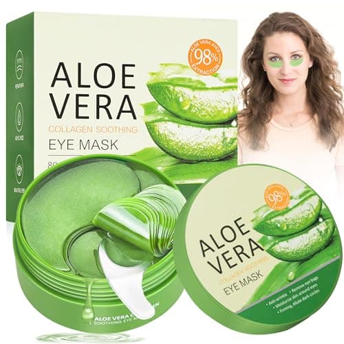 60 PCS Parches Ojos Bolsas y Ojeras,áloe vera Parches Ojos,Atenuar Las Ojeras y Las Bolsas De Los Ojos y Mejorar Las LíNeas Finas,Hidratante Anti Edad,y Hacer Que La Piel De Esté Firme,Hidratada