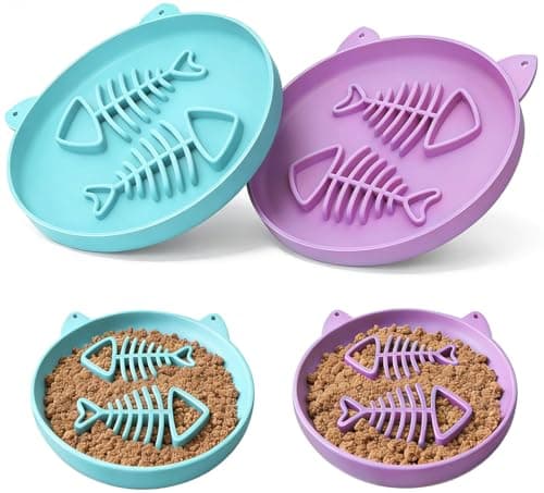 Zonopy Cuenco de alimentación lenta para gatos, 2 cuencos de silicona, comedero lento para gatos, ideal para alimentos secos y húmedos, fácil de limpiar, duradero, 6.7 pulgadas de ancho x 0.67