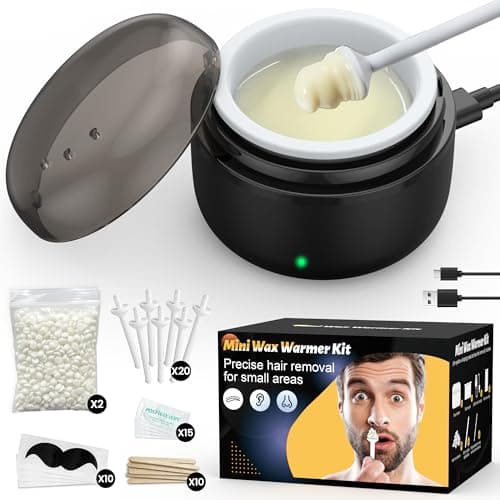 Depiladora de Nariz con Cera para Hombre y Mujer: Depiladora Facial con mini Calentador, Calor Rápido, Eliminar Nariz/Orejas/Facial/Cejas Pelos, Resultado Hasta 4 Semanas,100g Cera, 20 Aplicadores
