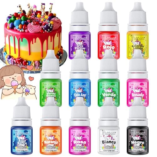 Colorantes Alimentarios Reposteria - Fidton 12 Colores Colorante Alimentario Gel de Alta Concentración, Juego de Colorante Alimenticio para Glaseado, Colorantes Alimentarios para Cupcake, Donut - 6 ml
