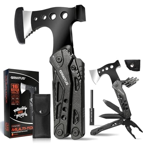 Accesorios Multiherramienta para Acampar Regalos para Hombres 16en1 Herramienta Multiuso con Hacha Supervivencia Navaja Multiusos Regalo Padre