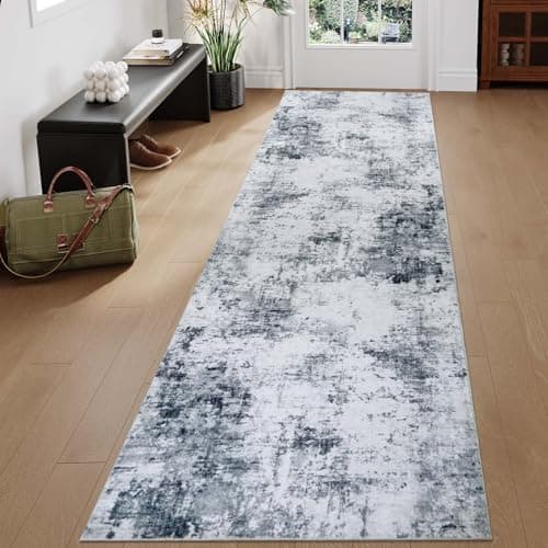 Homcomodar Alfombra Pasillo Larga Gris Oscuro Alfombras Cocina Lavable Antideslizante Tapetes 80x300cm para Sala Habitacion Dormitorio Comedor Flor Moderno Tapete Pelo Corto