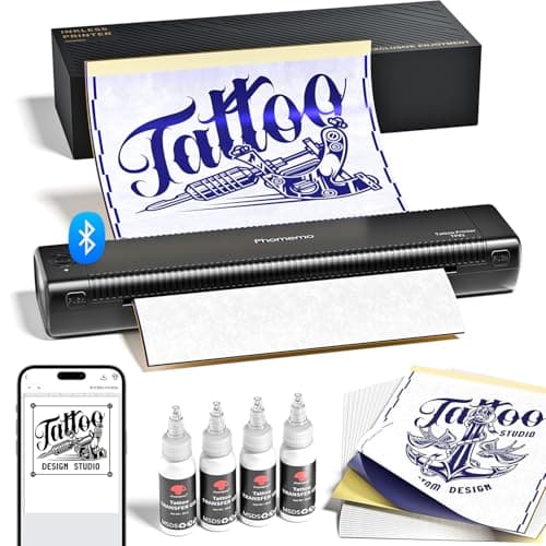 Phomemo TP81 Impresora Tattoo con 4 Gel de Transferencia de Tatuajes, Impresora para Tatuajes con 20 Piezas de Papel de Transferencia, Impresoras Térmica Tattoo Temporales