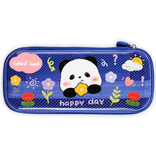 OFFCUP Estuche Escolar, Impermeable Estuche de EVA, Estuche Infantil para Bolígrafos de Compartimento de Malla, Portátil Organizador de Escolares para Estudiantes Niñas Niños (Azul)