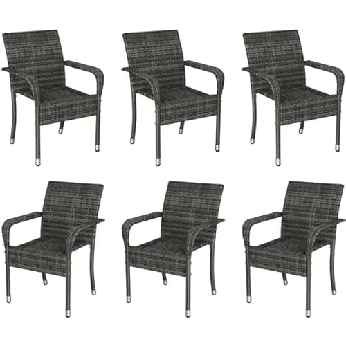 Yaheetech Sillas Jardín Exterior con Reposabrazos y Respaldo, Sillas Terraza Exterior Sillas de Balcón con Patas Ajustables para Jardín Balcón Terraza (1, Gris)