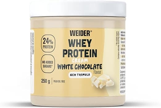 Weider Whey Protein White Spread G. Crema De Chocolate Con 22% De Proteínas Baja En Azúcares Sin Aceite De Palma Y Sin Gluten., Choco Blanco, Vanilla, 250 Gramo