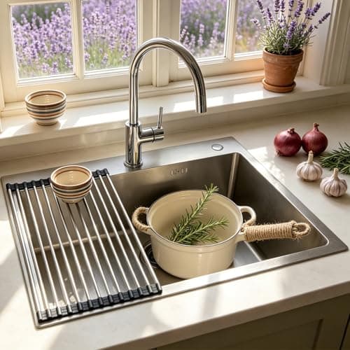 Fregadero Cocina 1 Seno, Acero Inoxidable Fregadero Con Escurreplatos Y Dispensador De Jabón, Fregadero De Cocina Pequeño Con 2 Agujeros Pretaladrados, Fregadero Sobre Encimera O Enrasado(Silver#1,60x
