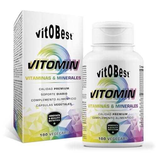 VITOBEST | Vitaminas Vitomin | Ayuda para el sistema nervioso e inmunitario, a disminuir el cansancio y la fatiga y mantener la piel, huesos y visión | 100 VegeCaps