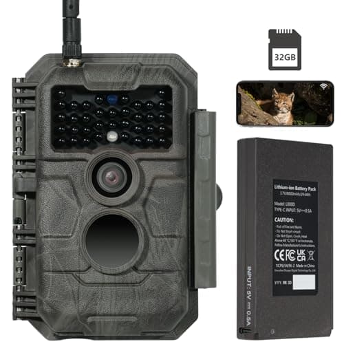 GardePro E6P MAX Cámara de Caza, WiFi, Batería Recargable 8000mAh, Tarjeta SD Incorporada, 64MP 1296P, Camara Fototrampeo con Visión Nocturna, Amplio Campo de Visión de 110°