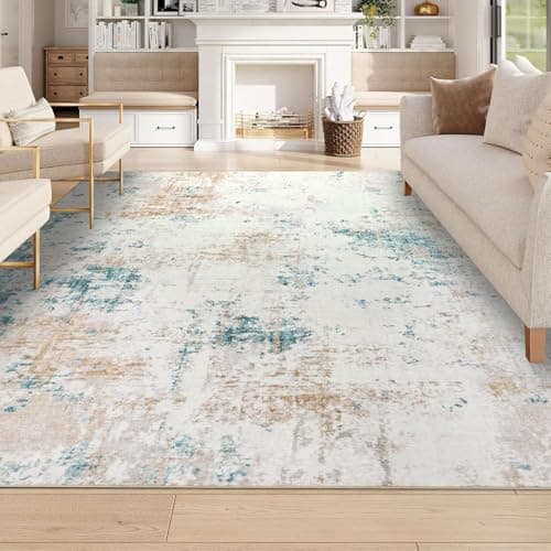 Homcomodar Alfombra Salon Beige 200x300cm Antideslizante Alfombras Lavables en Lavadora Alfombra Habitacion Dormitorio Comedor Modernas Tapete Quarto Pelo Corto