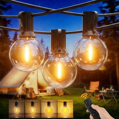 Yuusei Guirnalda Luces Exterior, Luces LED 45M Con Mando a Distancia, Impermeable IP45 & 2700K Blanco Cálido, Bombillas 75+2 G40 Irrompibles para Jardin, Decoracion, Terraza, Pergolas y Toldos