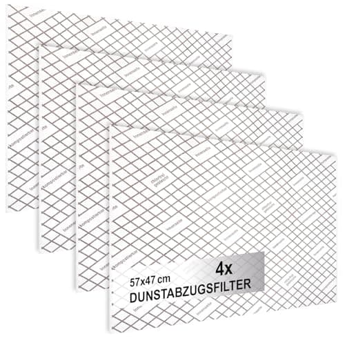 COM-FOUR® Filtro extractor 2x para campana extractora con alto rendimiento de filtrado - Filtro plano universal de 1 mm, recortable a medida con indicador de saturación (Con indicador - 4 piezas)