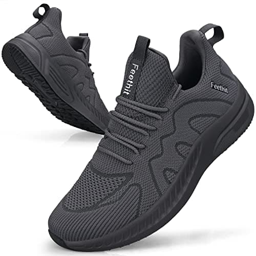 Feethit Zapatillas de Deporte Zapatilla Running Hombre Correr Jogging Caminar Bambas Gimnasio Fitness Atlético Tenis Trabajo Sneakers Ligeros Transpirables Zapatilla Deportivas Hombre Gris Oscuro 40EU