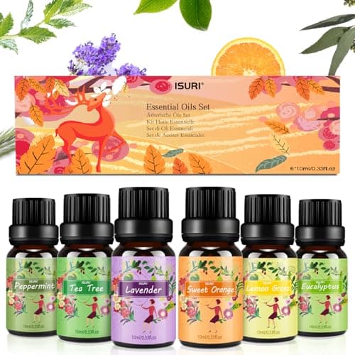 Set de Aceites Esenciales para Difusor, 100% Natural Puro Aromaterapia, 6 x 10 ml Essential Oils para Humidificadores, Lámparas de Fragancia, Jabón, SPA, Masaje
