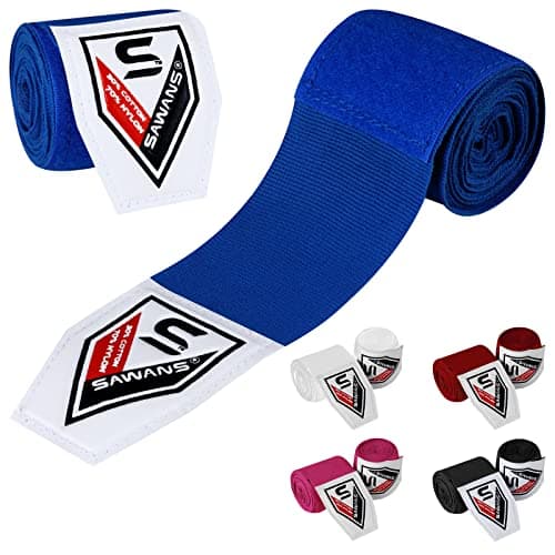 Envolturas de mano de boxeo vendajes de artes marciales guantes interiores de perforación MMA 2.5 3.5 4.5 metros correas de apoyo de muñeca bolsa de entrenamiento elástica deportes (2.5 M, Azul)