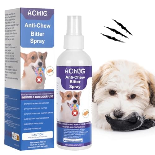 Aomig Spray Antimordeduras Perros, 200ml Repelente Perros Mordeduras, Spray Amargo para Perros, Spray Amargo Natural Seguro, Dejar de Morder y Lamer Muebles, Zapatos, Uso Interior y Exterior