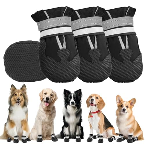 4 Piezas Protector de la Pata de Las Botas del Perro,Botas para Perros,Zapatos Impermeables para Perros con Correas Reflectantes,Ajustable Lavable Antideslizante Zapatos de Perro para pequeño