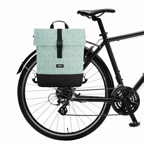 LARKSON Bolso Alforja para Bicicleta Menta - Tammo Bike - 2 en 1 Mochila de Ciclismo y Bolsa para Rack Trasero de Bici, Morral Material Reciclado - Repele Agua