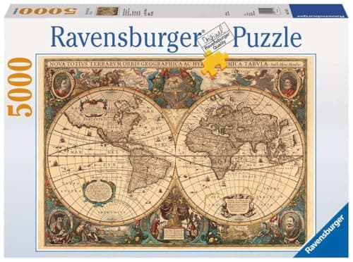 Ravensburger - Puzzle Mapa Mundi Antiguo, Puzzle 5000 Piezas, Puzzles para Adultos y Niños, Puzzle 5000 Piezas Adultos, Pegamento Puzzle para Enmarcar, Rompecabezas Adultos, Puzzle Dificil 153x101