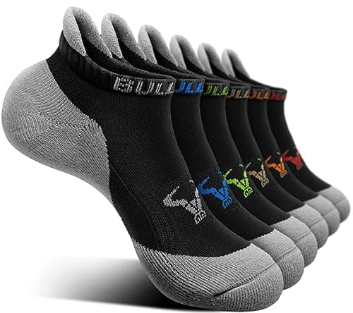 BULLIANT Calcetines Tobilleros Hombre 6 Pares, Calcetines Cortos Deporte Running Ciclismo Hombre(6Pares-Negro 6 Colores Mezclados3135-39-42)