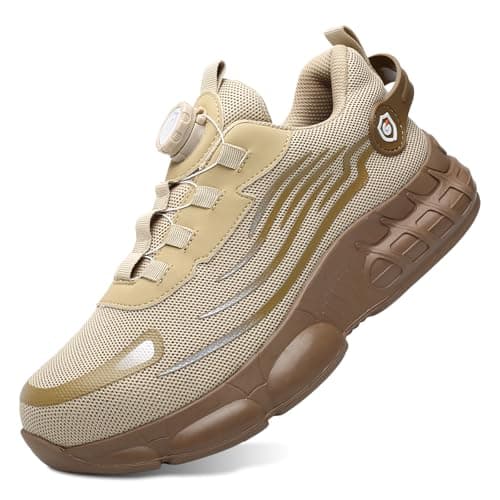 Zapatos de Seguridad para Hombre Mujer Zapatillas Ligeros Calzado Trabajo Comodo Antideslizante con Puntera de Acero Brown 36 EU