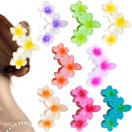 YeahBoom 8 horquillas de flores, pinzas y accesorios decorativos para pelo, pinzas de plástico antideslizantes